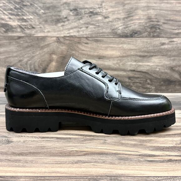 NIB Dolce Vita Morna 8.5 Chunky Lug Sole Lace Up Preppy Oxford Crinkle Patent - Picture 8 of 11